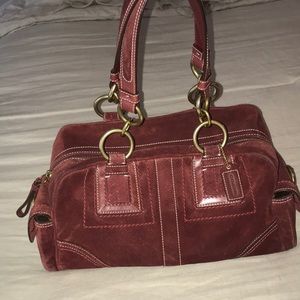 COACH Hampton burgundy suede satchel